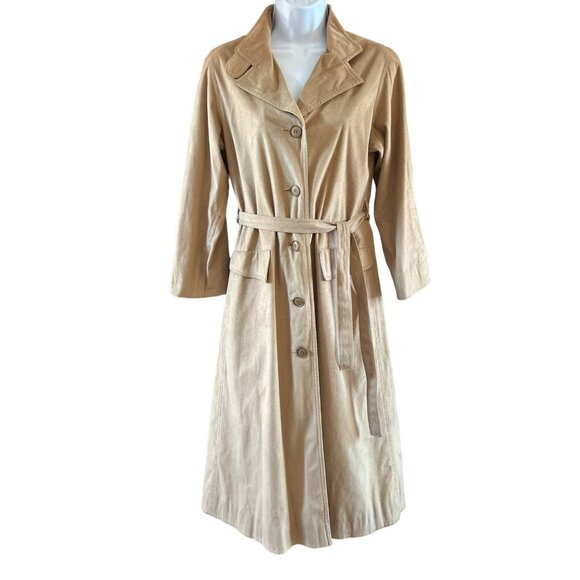 Vintage Women Pierre Cardin Belted Button-Up Camel Trench Coat Sz 6 Quiet Luxury - Picture 1 of 5